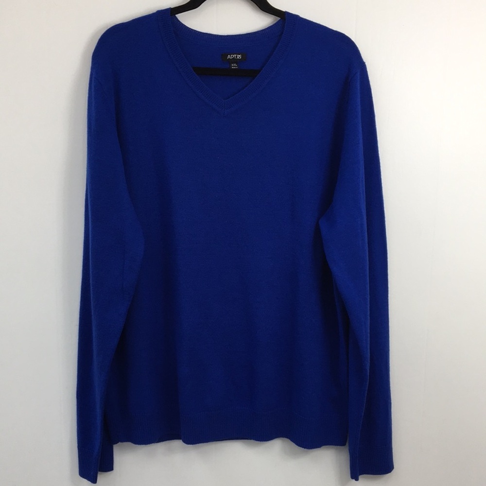 APT 9 Mens V-Neck Merino Wool Blend Fine Knit Sweater Size 2XL Like-NEW